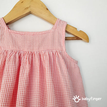 Red & White Gingham Children's Dress - Vintage Style