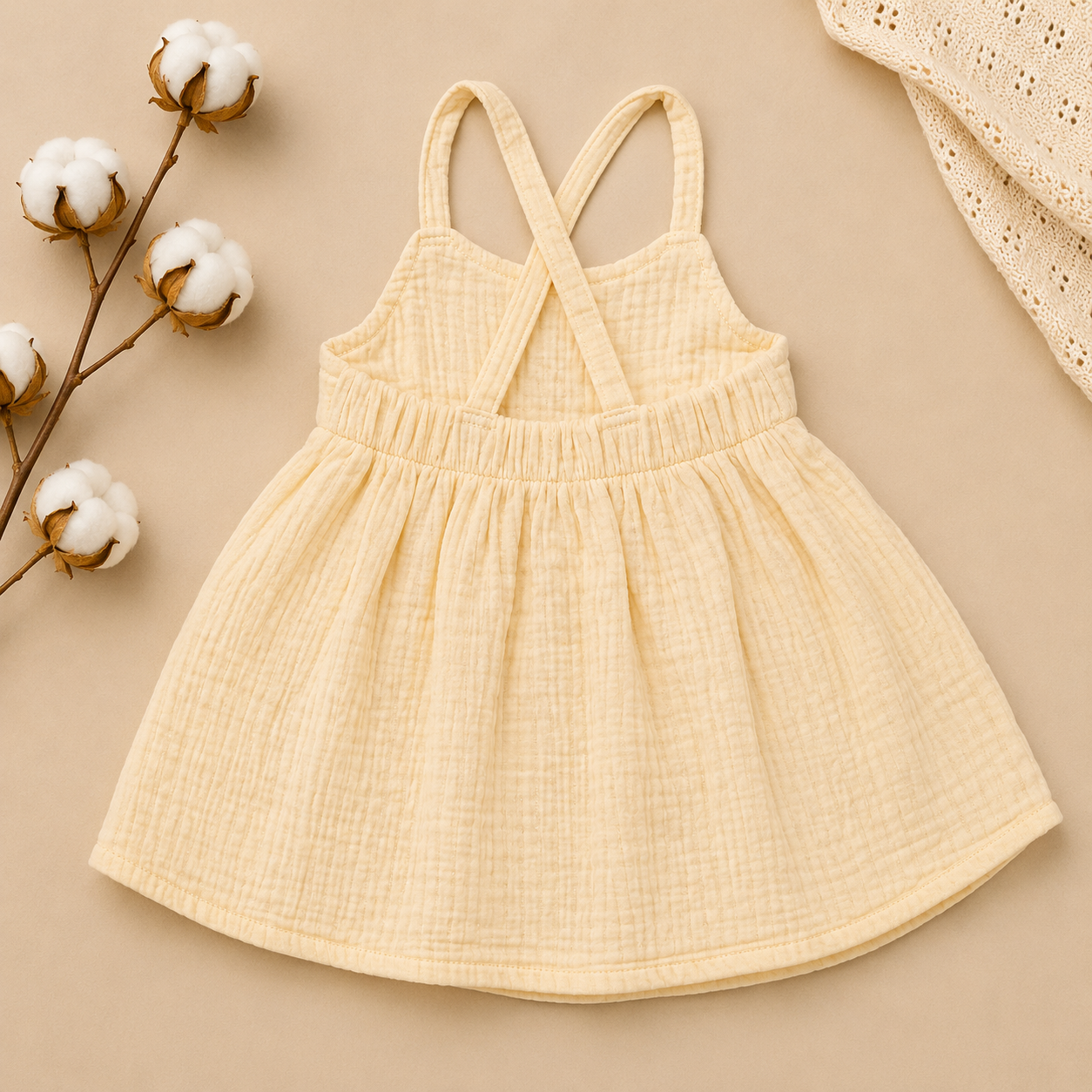 Classic Cream Muslin Baby Dress