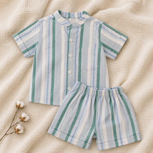 Soft Cotton Muslin Baby Boy Shirt & Shorts Set (Copy)