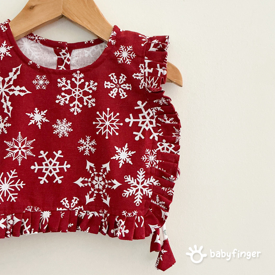 Baby Girls’ Festive Red & White Snowflake A-Line Dress