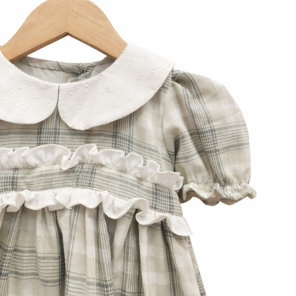 Elegant Plaid Baby Girl Dress with Ruffle Details