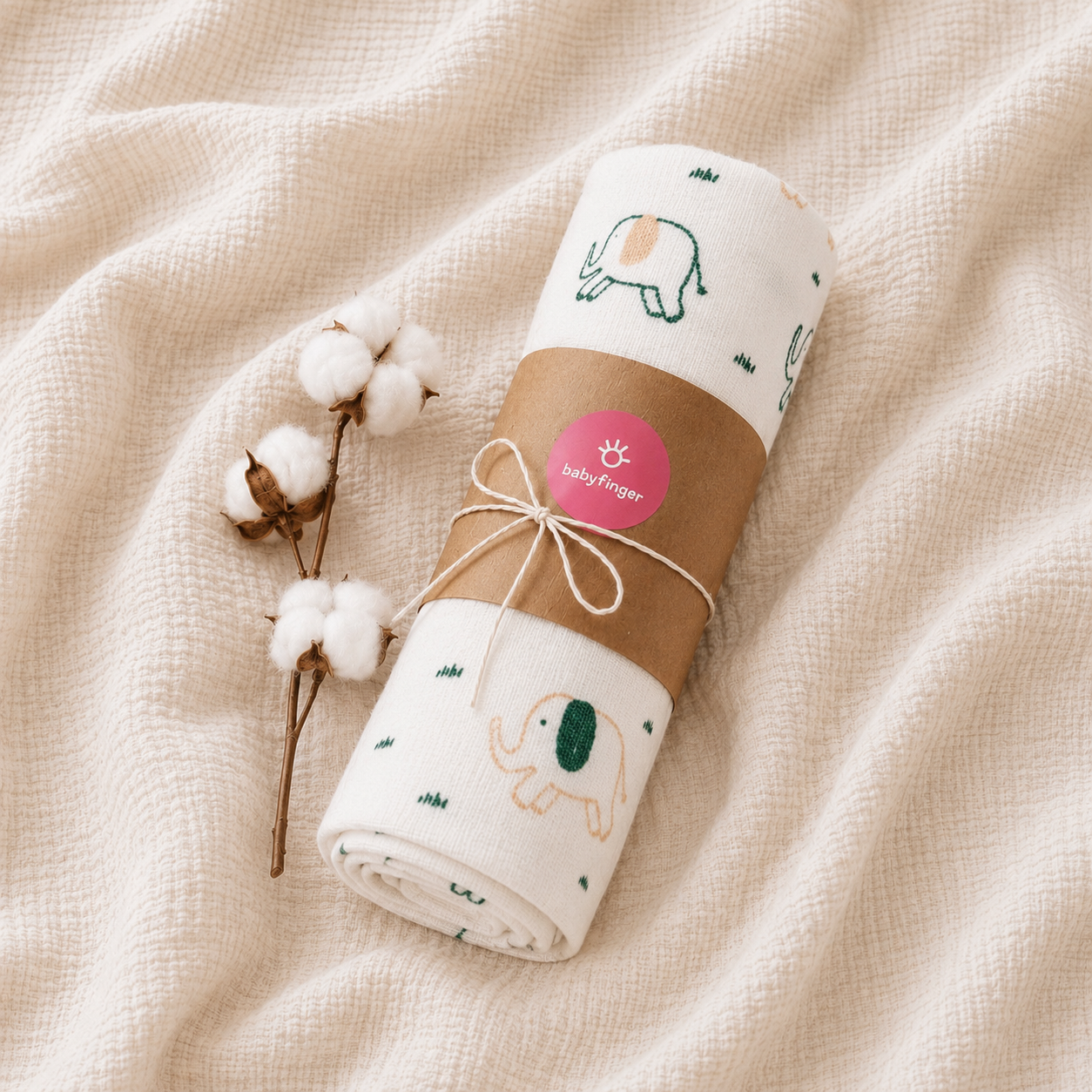 Premium Cotton Muslin Baby Towel (Single Piece)