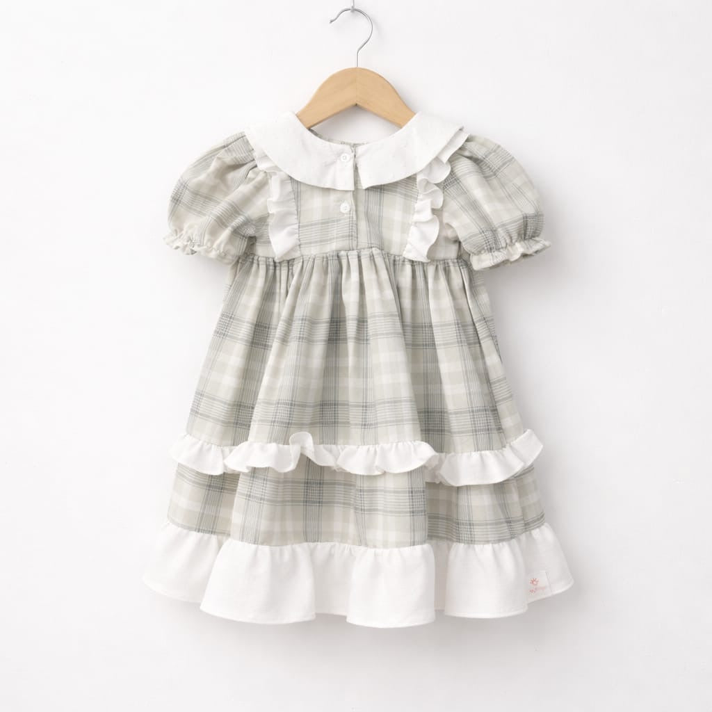 Elegant Plaid Baby Girl Dress with Ruffle Details
