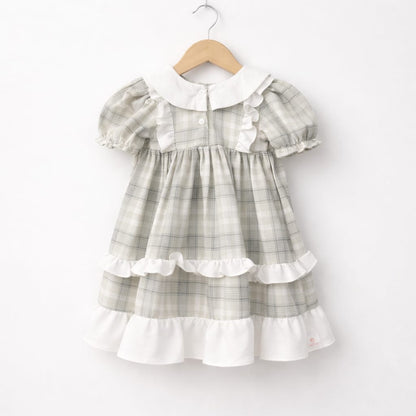 Elegant Plaid Baby Girl Dress with Ruffle Details