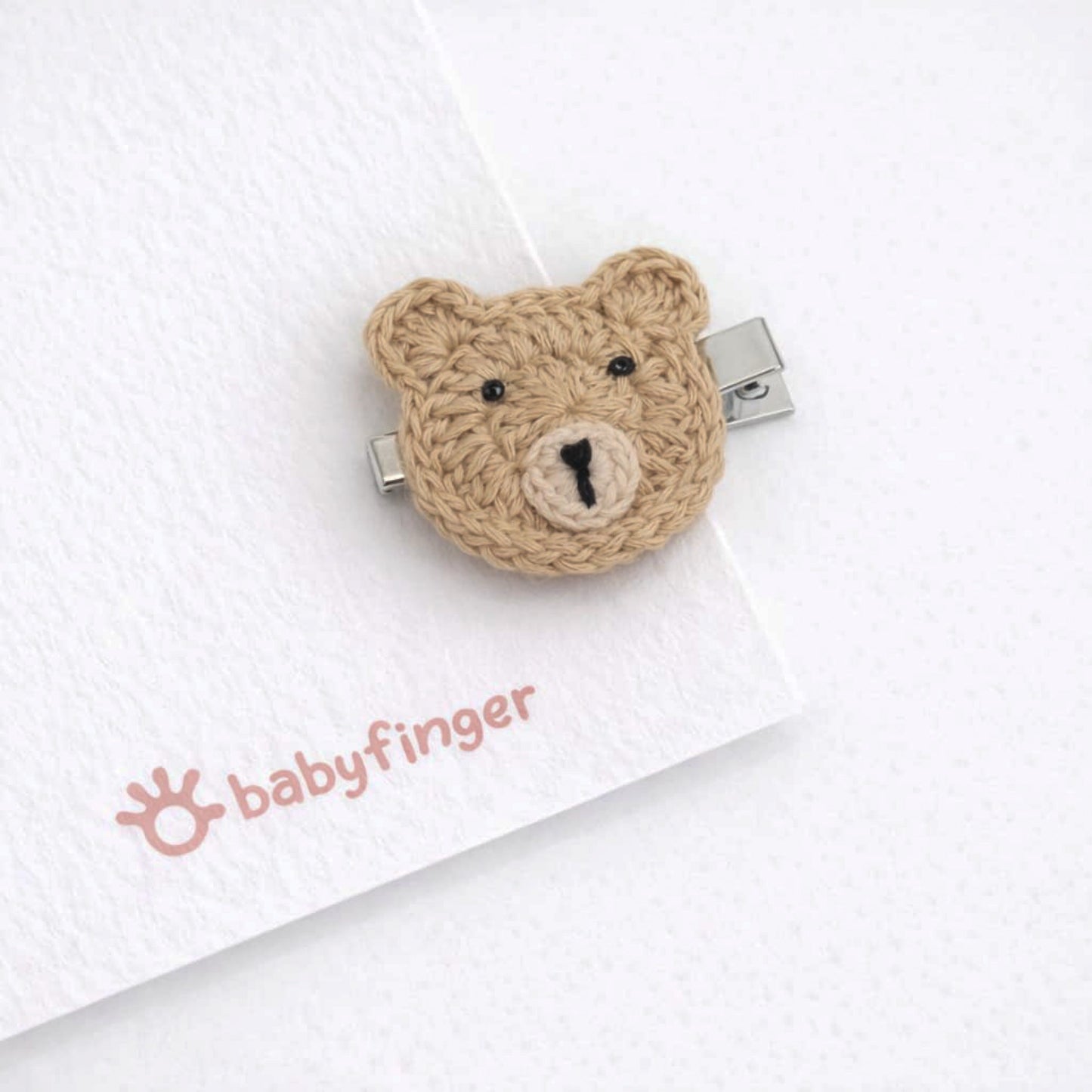 Crochet Teddy Bear Hair Clip (Pair)– Handmade Baby Accessory