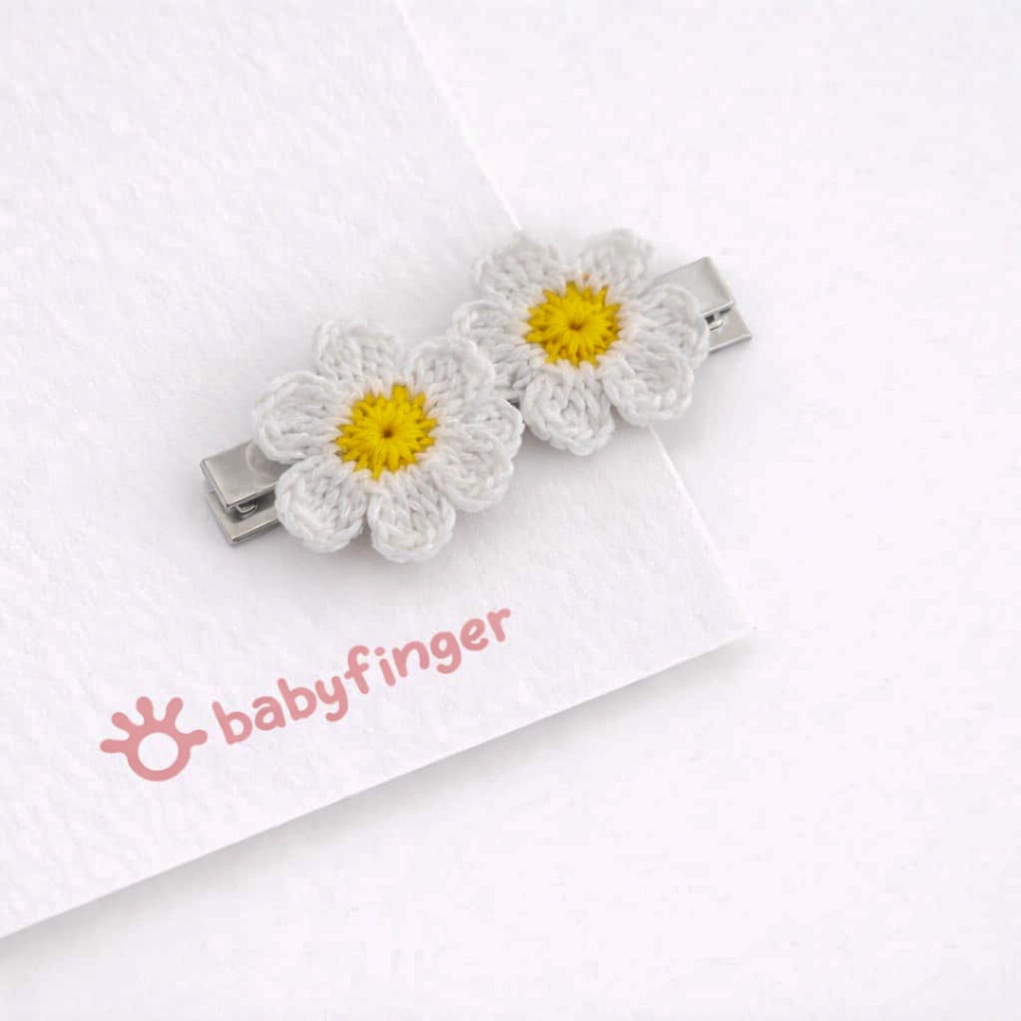 Crochet Daisy Floral Hair Clip (Pair) – Handmade Baby Accessories