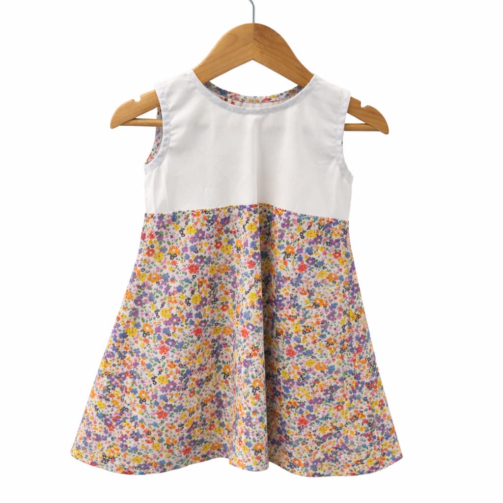 Floral Panel Sleeveless Baby Dress