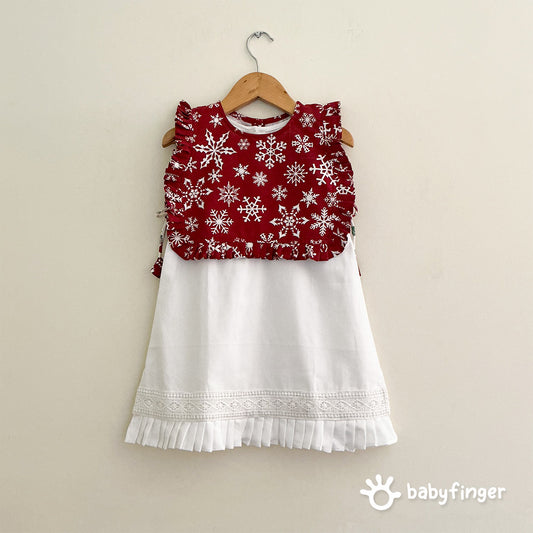 Baby Girls’ Festive Red & White Snowflake A-Line Dress