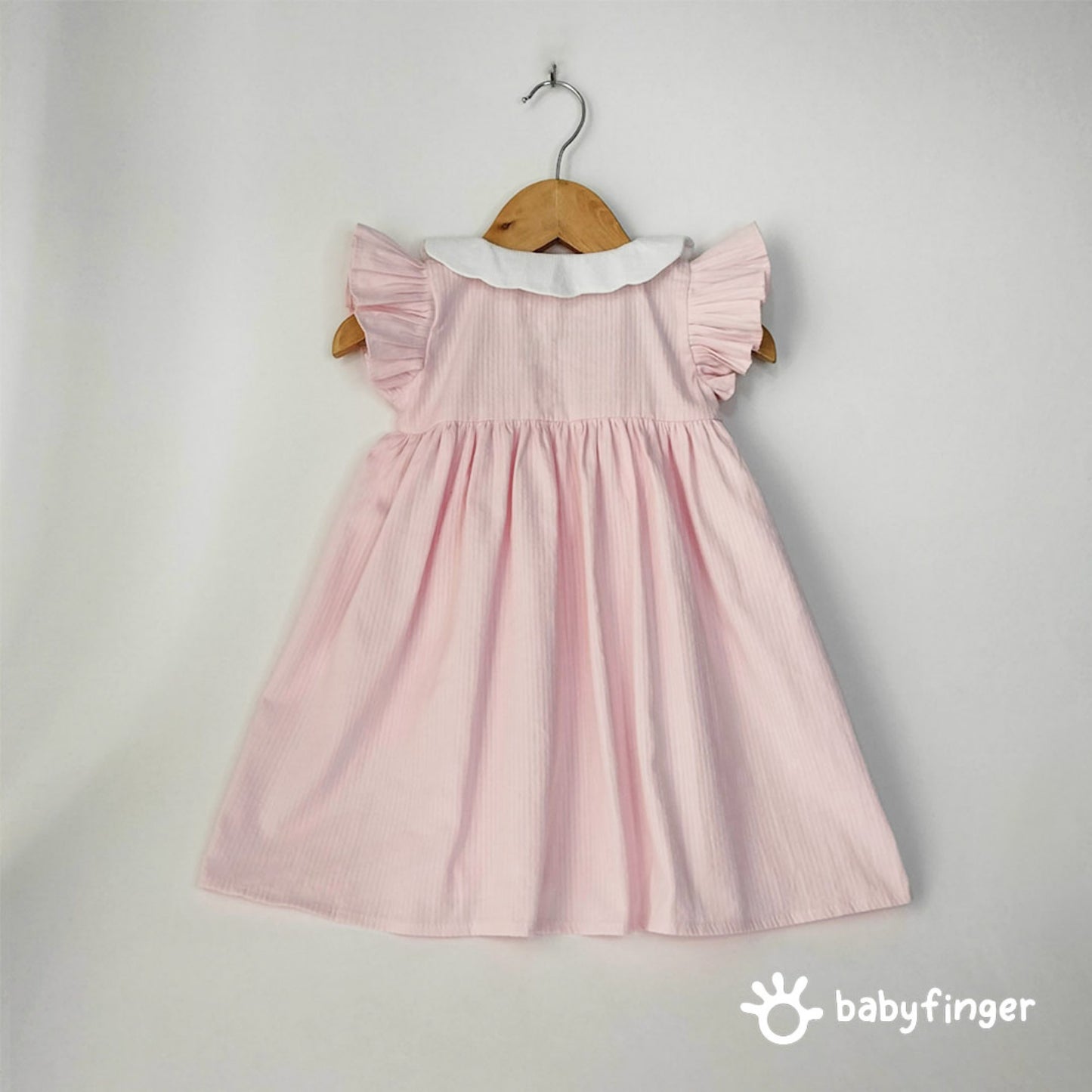 Baby Pink Cotton Button-Down Dress For kids