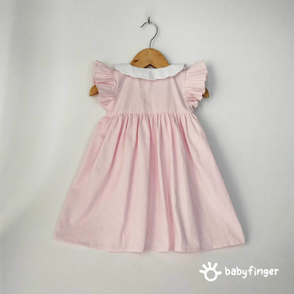 Baby Pink Cotton Button-Down Dress For kids