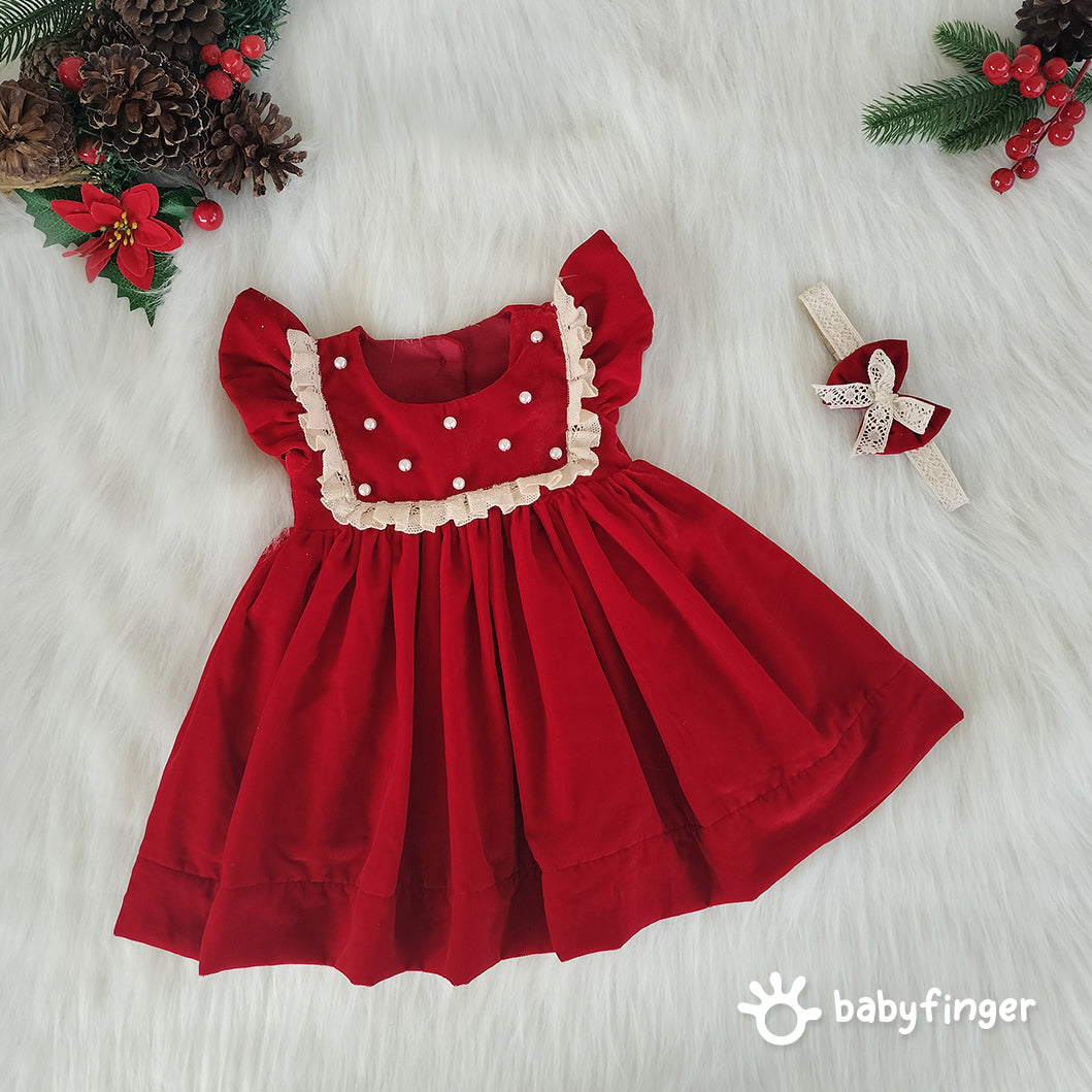 "Velvet Berry Princess Frock"