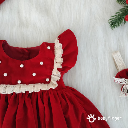 "Velvet Berry Princess Frock"